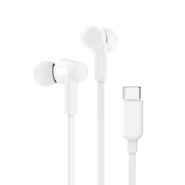 Imagem de Belkin Fones de ouvido SoundForm – Fones de ouvido intra-auriculares com fio com microfone – Fones de ouvido com fio para iPad Mini, Galaxy e mais com conector USB-C (fones de ouvido USB-C) (branco)