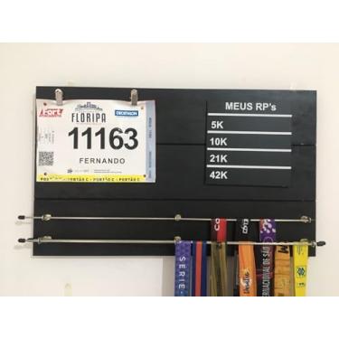Imagem de Porta Medalhas Corrida Personalizado Numero De Peito & Rps… (preto)