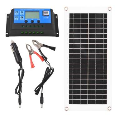 Imagem de CIADAZ Kit de painel solar de 20 watts e 12 volts Painel solar à prova d'água com painel solar de silício policristalino de alta eficiência e controlador de carga 300W 60A PWM para RV/trailer/veíc