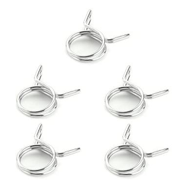 Imagem de Bettomshin 50 peças braçadeira de mangueira de mola de fio duplo 10 mm motocicleta ATV linha de combustível tubo de mangueira de silicone clipes de mola zinco banhado tom prata