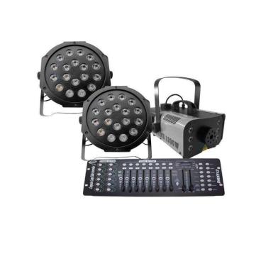 Imagem de Kit 2 Par Led + Máquina De Fumaça 1200W + Mesa Dmx 512