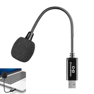 Imagem de C G CHANGEEK Mini microfone USB para laptop e desktop, com pescoço de ganso e placa de som USB universal, compatível com PC e Mac, Plug & Play, microfone condensador ideal para trabalho remoto, aula