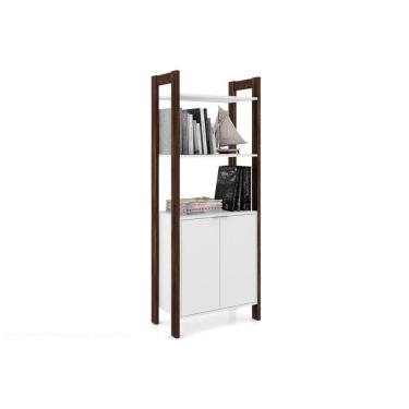 Imagem de Módulo de Quarto Casal Closet AZ1009 c/ 2 Portas e 2 Prateleiras Branco/Nogal - Tecno Mobili