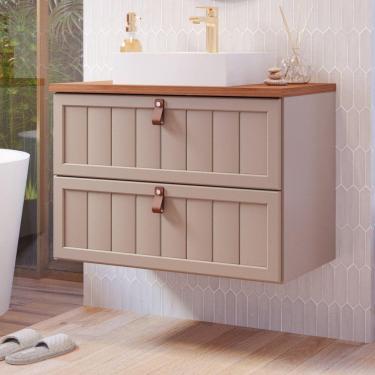 Imagem de Gabinete Suspenso para Banheiro com Cuba Ketlyn Espresso Móveis Cappuccino