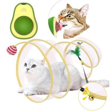 Imagem de 2 Brinquedo Para Gato Com Bolinha Brinquedoerva + Tunel Mola