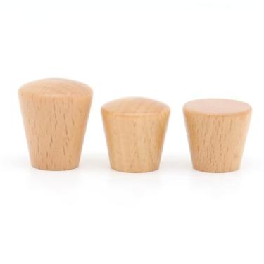 Imagem de Armários 6pcs puxadores de guarda-roupa puxadores cônicos gaveta de porta puxa único furo redondo cozinha puxadores de móveis ferragens, faia, madeira, 22x20mm