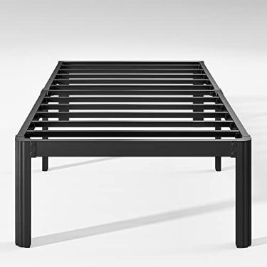 Imagem de Hunlostten Cama de Solteiro Resistente de 35,5 cm, sem Necessidade de Mola, Estrutura de Cama de Plataforma de Metal com Cantos Redondos, Fácil Montagem, Sem Ruído, Preto