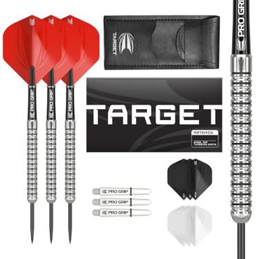 Imagem de Target Darts Conjunto de dardos de ponta de aço tungstênio 25G Artemis - 6 eixos Pro Grip - 9 Pro Ultra Flights - Carteira de dardos - Pacote de cupons de aplicativo de contador de dardos