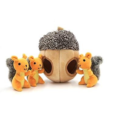 Imagem de MODERN WAVE - Brinquedo para cães de pelúcia estridente - Brinquedo de quebra-cabeça tipo esquilo interativo escondido e busca para cães, tamanho médio (nozes e esquilos)