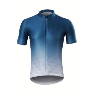 Imagem de Camiseta masculina Downhill Jersey Mountain Bike Ciclismo Proteção Solar Corrida Zíper Completo Secagem Rápida com 3 Bolsos Traseiros, 0053, XXG