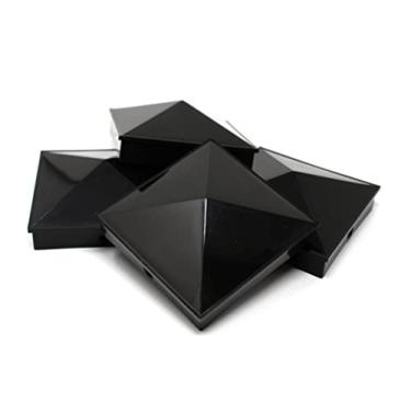 Imagem de Tampa de poste de vinil pirâmide de plástico nominal 6x6 (14 cm x 14 cm) com furo pré-perfurado em várias quantidades pretas ou brancas para postes nominais de 15 x 15 cm (4, preto)
