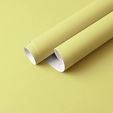 Imagem de Ismoon Papel de parede amarelo descasque e cole papel de contato amarelo limão 40 cm × 601 cm, papel de parede autoadesivo amarelo claro removível à prova d'água para quarto, prateleira, bancada,