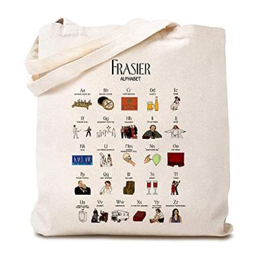 Imagem de Frasier Alfabeto Digital Poster Canvas Tote Bag Printable Wall Art Lover Bolsa de compras reutilizável para mulheres, Branco, 15.8 x 13.5 inches