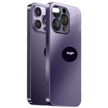 Imagem de Capa case vidro temperado NanoGlass compativel com Iphone 15 /Pro/Max,iphone 14 /Pro/Max,iphone 13 /Pro/Max suporta Mag-safe (Roxo, Iphone 15 Pro (6.1 polegadas três câmeras))