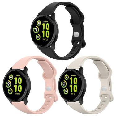 Imagem de Lzwldan Pacote com 3 pulseiras de relógio finas compatíveis com Garmin Vivoactive 6/5/3/Venu/Venu Sq/Venu 2 Plus, pulseira de silicone macio de 20 mm para smartwatch Garmin Forerunner 55/165/645/245