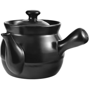 Imagem de Pote de saúde de medicina tradicional chinesa Pote de caçarola de cerâmica Pote de medicina de alta temperatura Pote de ensopado de porcelana, preto, 3L / para medicamento dentro de 260g