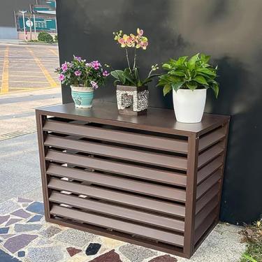 Imagem de Capa de alumínio para ar condicionado, mini capa dividida decorativa para unidade ac, área externa, cerca de privacidade para todos os climas, marrom, a