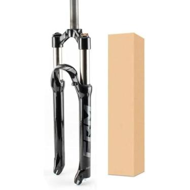 Imagem de Garfos de amortecedor de bicicleta de 29 polegadas, travamento de pressão de óleo 1-1/8" 110mm Viagem 9mm Acessórios de garfo dianteiro de mountain bike de liberação rápida, preto cinza-HL,