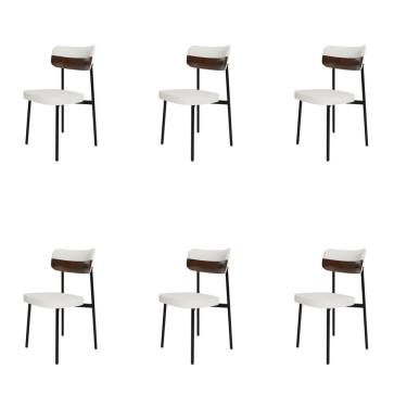 Imagem de Cadeira Fixa com 4 Pés 50 X 44,7 X 83,8 Cm com 6 Unidades Alloa Corriente/Whisky/Preto