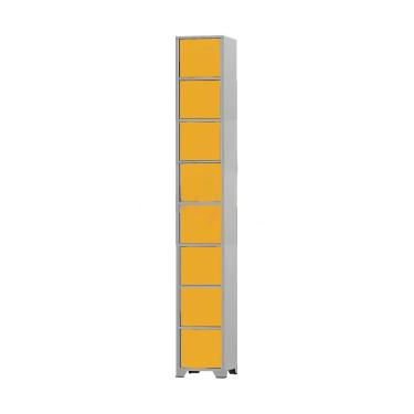 Imagem de Armário Roupeiro De Aço 8 Portas Para Vestiário Academia Locker Laranja com Chave