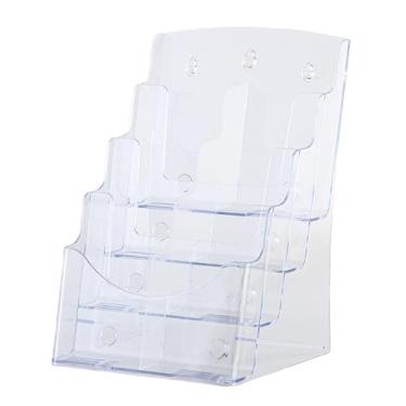 Imagem de Kokiya Suporte de panfleto, folheto, documento, acrílico transparente, expositor, organizador de para recepção, menu de reuniões, 4 camadas 23.5x20x34cm