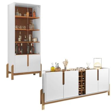 Imagem de Aparador Buffet 190 Com Cristaleira Lizz Pés Madeira Maciça