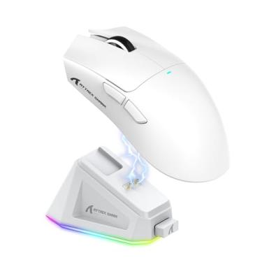 Imagem de Mouse Gamer Attack Shark X11 59g Superleve sem fio com Dock Magnético RGB, 22000 DPI, 5 botões programáveis para PC/Notebook/Mac (Branco)