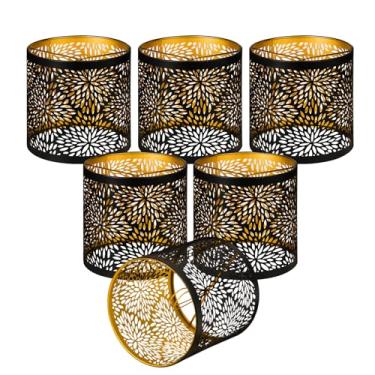 Imagem de 6 peças de cúpulas pequenas para abajur, mini abajur, ALUCSET barril, clipe, abajur, abajur, lustre, substituição para luminária de chão de mesa, luminárias pendentes, 13 cm A x 13 cm P, 3,9 cm