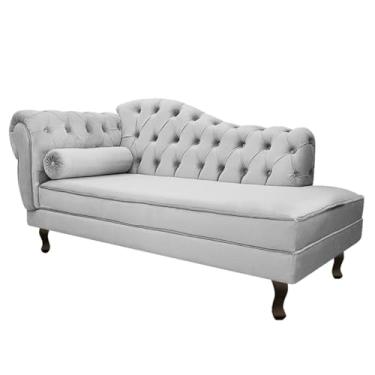 Imagem de Divã Recamier Juliana Lado Direito 120 cm Linho Cinza Claro - Amarena Móveis