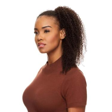 Imagem de Rabo de Cavalo Cabelo Humano Crespo Textura Coily Castanho Escuro De Benguela (60cm)