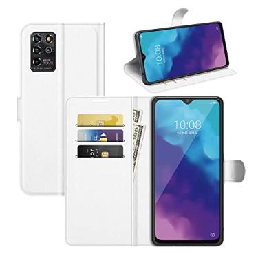 Imagem de Capa para ZTE Blade V30 Vita, capa ZTE V2022, couro PU com suporte para cartão de crédito, carteira fina com suporte, capa protetora para ZTE Blade V30 Vita/ZTE V2022 (branca)