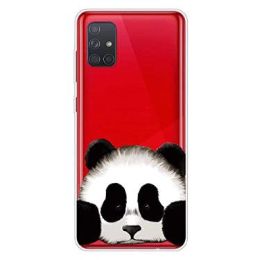 Imagem de WQCSH Capa compatível com Samsung Galaxy A71 5G/A Quantum 5G ultrafina, antichoque, TPU, silicone, padrão pintado à prova de choque, capa resistente a arranhões + 1 película protetora panda