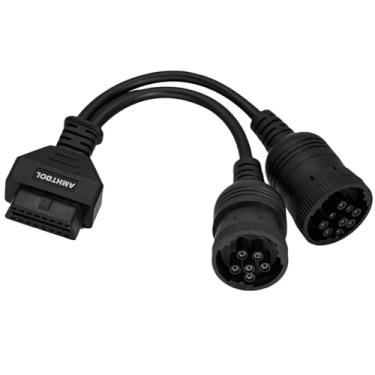 Imagem de AMHTDOL Cabo OBD de 6 pinos 9 pinos J1708 J1939 para caminhão 6+9 pinos para OBD2 adaptador de 16 pinos adequado para cabo scanner de caminhão pesado Cummins OBD para 9 pinos J1939 e 6 pinos J1708 cabo dividido Y para diagnóstico de caminhão a diesel