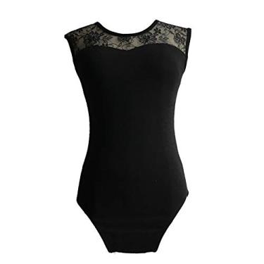 Imagem de Limiles Collant de Ginástica para Dança de Balé com Manga de Boné para Adultos, Preto, X-Large