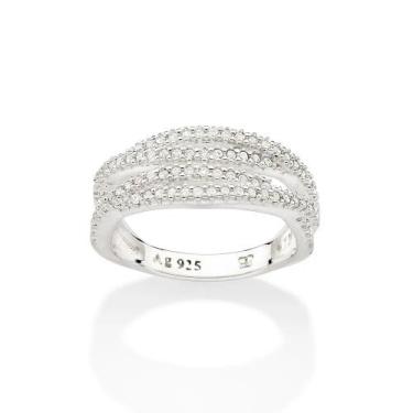 Imagem de Anel de prata 925 feminino rommanel entrelaçado cravejado zircônias 81