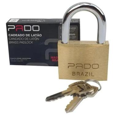 Imagem de Cadeado Pado 40mm Latão Maciço Haste Aço Mala Janela Armario