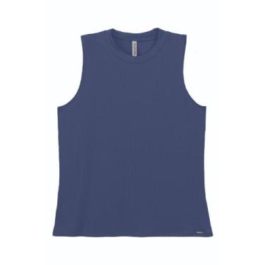 Imagem de Regata Básica Malha Canelada Feminina Marialicia Ref. 52086, Azul 6092