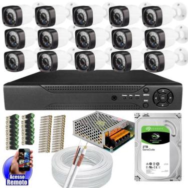 Imagem de Kit Cftv 15 Câmeras Segurança Infravermelho 20 Metros Dvr Multi Hd 16c