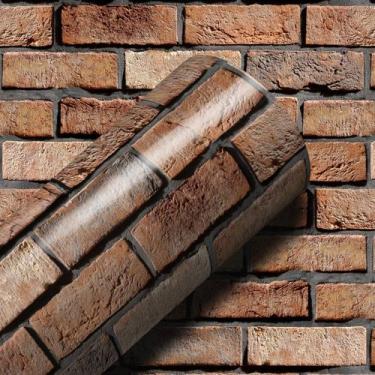 Imagem de Papel De Parede Adesivo Tijolo Tijolinho Marrom Rústico Rolo 12m - Lel