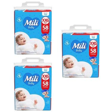 Imagem de Kit C3 Fralda Baby Giga XXG 58 unidades - Mili - MILI S/A