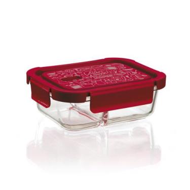 Imagem de Pote Hermético de Vidro 1 Litro Tampa com Trava 2 Divisórias - Best Ka