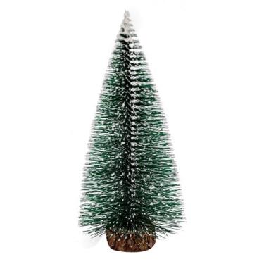 Imagem de Kit com 6 Mini Pinheiros Natalino Nevado Enfeite Natal 10CM - Magizi