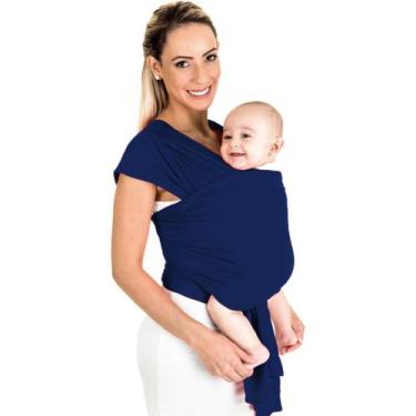 Imagem de Baby Sling Mamãe Canguru Malha 100% Algodão - Rafaloro Enxovais, Azul 