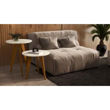 Imagem de Mesa Lateral e Apoio Redonda Plus Pés Madeira cor Off white - Comprar 