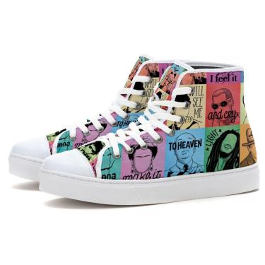 Imagem de Tênis Cano Alto Moda Urbana Bob Marley e Frida kahlo-Unissex