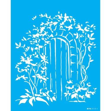Imagem de Stencil Opa 20 x 25 cm - Porta Com Flores - 3551 - Opa Criando Arte