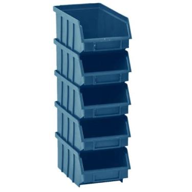 Imagem de Caixa Gaveta Plástica Organizadora Bin N4 5 Pçs - AGIFIX, Azul