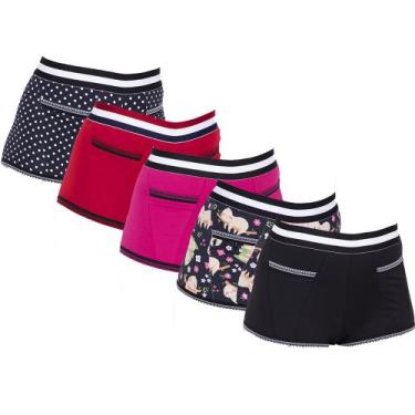 Imagem de Kit de 5 Calcinhas Short Malibu Caleçon Lingerie Box Feminina - Click 