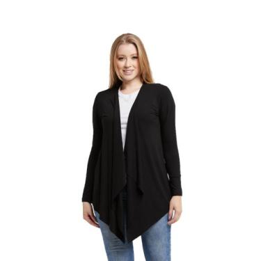 Imagem de Cardigan plus size feminino casaco kimono com bico manga longa - Wooks