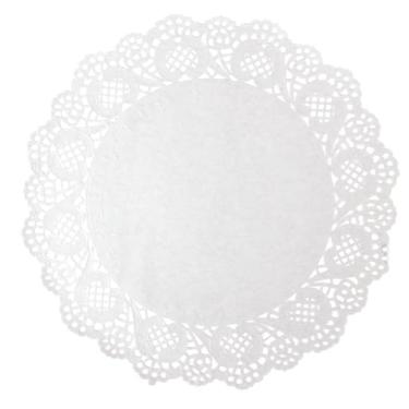 Imagem de Iconikal Doilies de renda de papel branco de 200 unidades, branco 21 cm, jogo americano decorativo para bolos, sobremesas e mesas